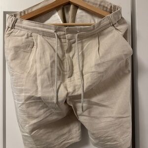 SuitSupply Linen Cotton Beige Drawstring Dress Shorts US Size 36 Waist